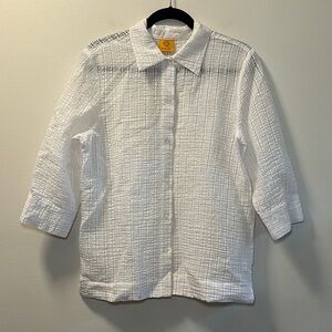 💛Ruby Rd. Women’s White 3/4 Sleeve Lightweight Gauze Blouse Size L